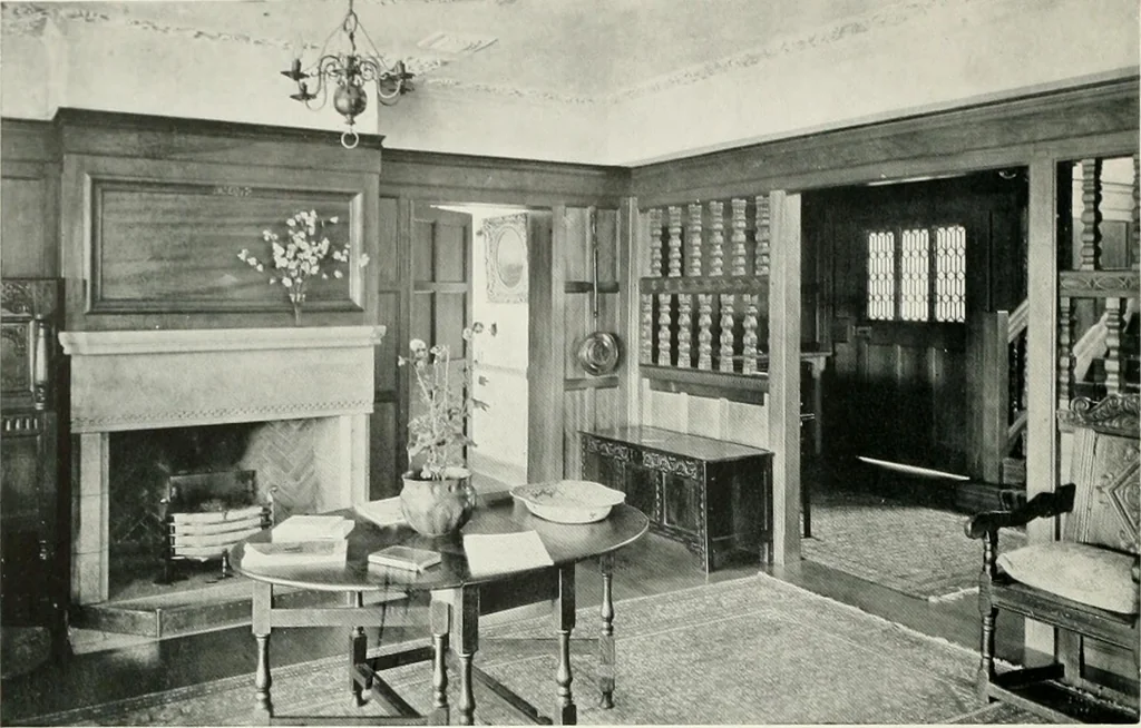An illustration from Flats, urban houses and cottage homes; a companion volume to "The British home of to-day";, 1906, leaf 164