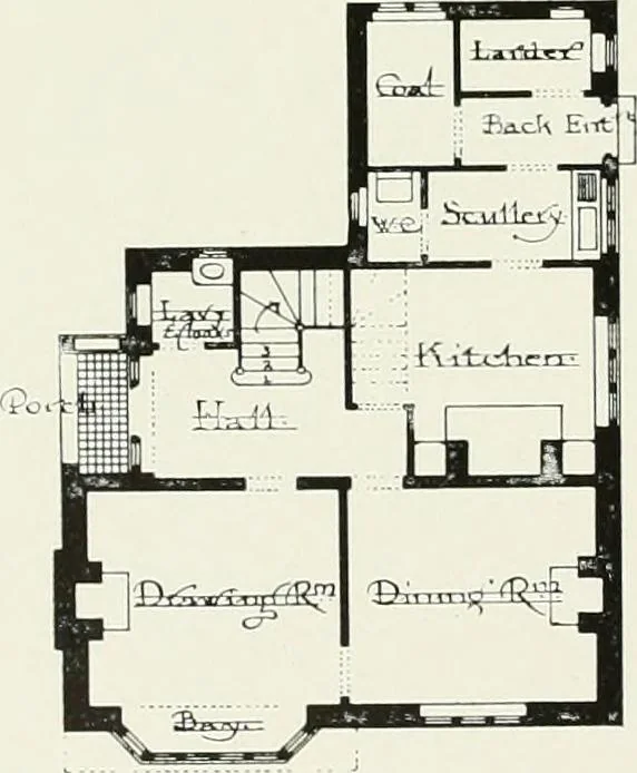 An illustration from Flats, urban houses and cottage homes; a companion volume to "The British home of to-day";, 1906, leaf 174