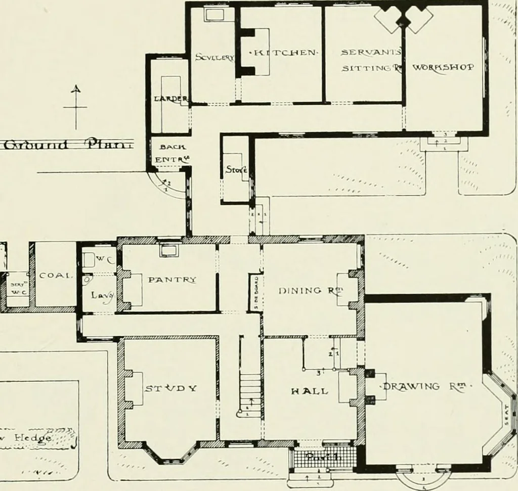 An illustration from Flats, urban houses and cottage homes; a companion volume to "The British home of to-day";, 1906, leaf 175