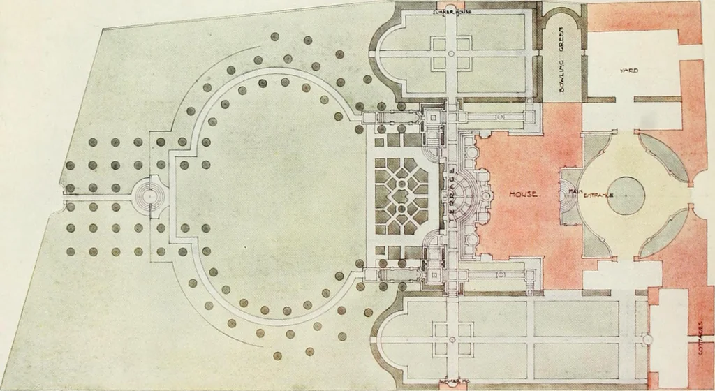 An illustration from Flats, urban houses and cottage homes; a companion volume to "The British home of to-day";, 1906, leaf 178