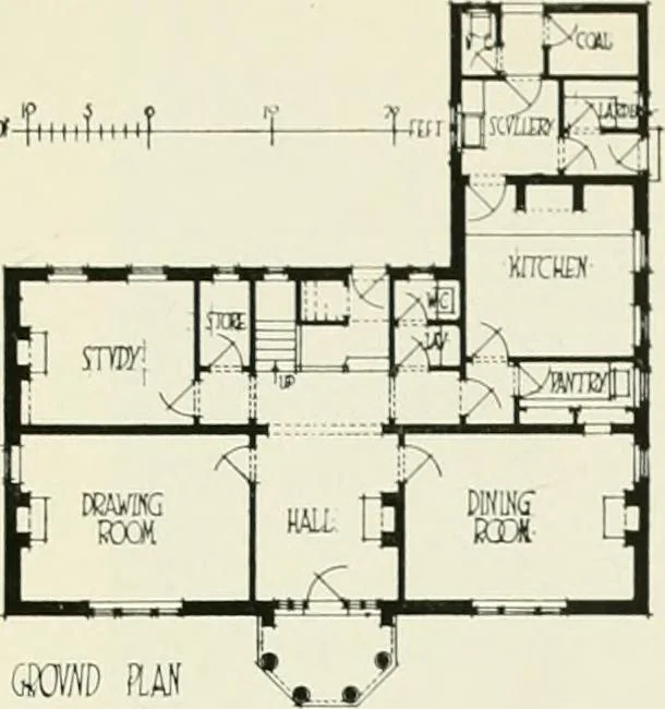 An illustration from Flats, urban houses and cottage homes; a companion volume to "The British home of to-day";, 1906, leaf 181
