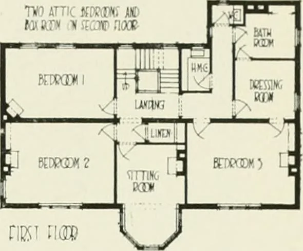 An illustration from Flats, urban houses and cottage homes; a companion volume to "The British home of to-day";, 1906, leaf 181