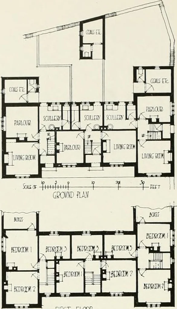 An illustration from Flats, urban houses and cottage homes; a companion volume to "The British home of to-day";, 1906, leaf 182