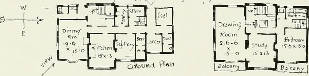 An illustration from Flats, urban houses and cottage homes; a companion volume to "The British home of to-day";, 1906, leaf 194
