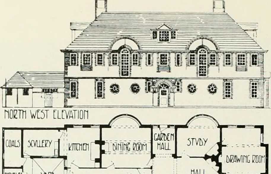 An illustration from Flats, urban houses and cottage homes; a companion volume to "The British home of to-day";, 1906, leaf 200
