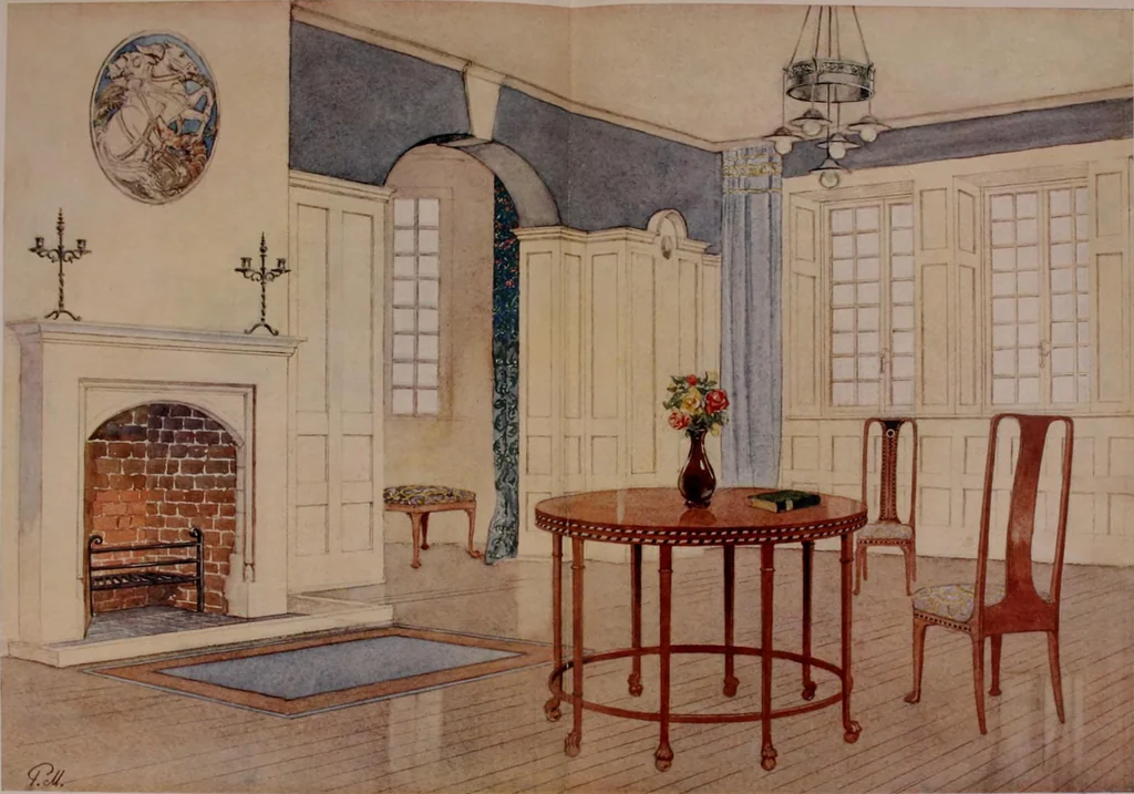 An illustration from Flats, urban houses and cottage homes; a companion volume to "The British home of to-day";, 1906, leaf 24