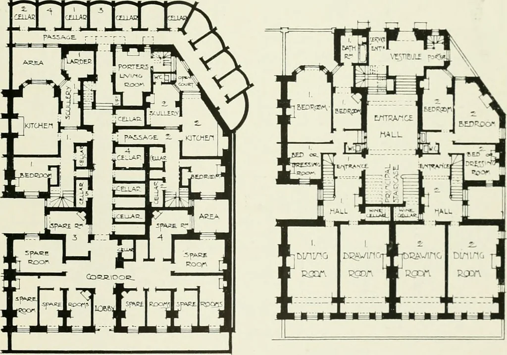 An illustration from Flats, urban houses and cottage homes; a companion volume to "The British home of to-day";, 1906, leaf 37
