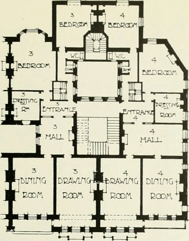 An illustration from Flats, urban houses and cottage homes; a companion volume to "The British home of to-day";, 1906, leaf 37