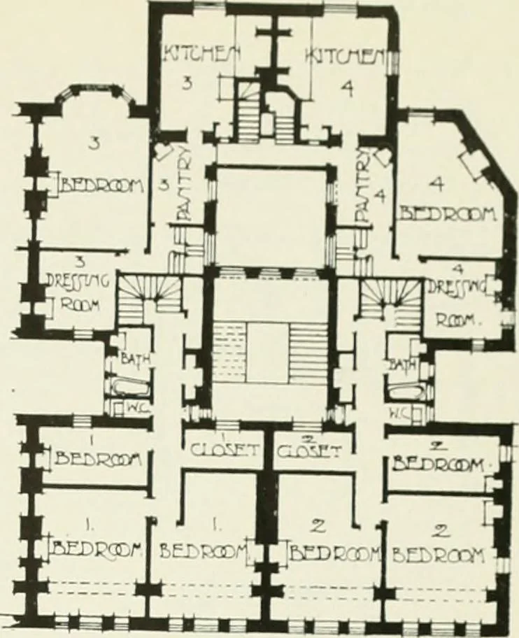 An illustration from Flats, urban houses and cottage homes; a companion volume to "The British home of to-day";, 1906, leaf 37