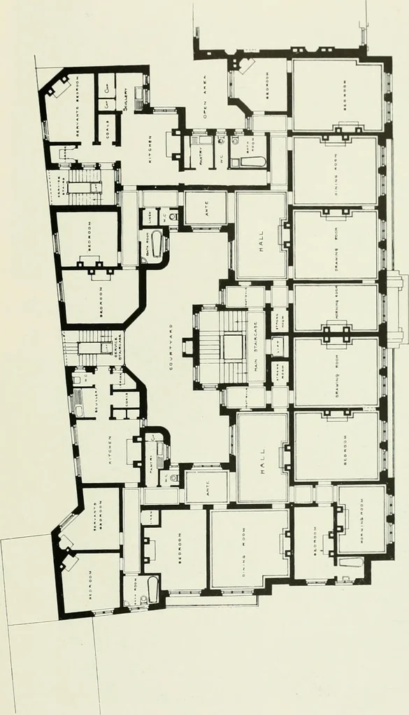 An illustration from Flats, urban houses and cottage homes; a companion volume to "The British home of to-day";, 1906, leaf 41