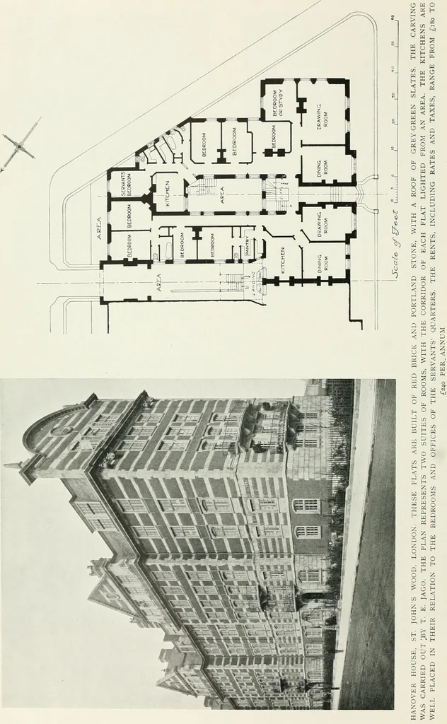 An illustration from Flats, urban houses and cottage homes; a companion volume to "The British home of to-day";, 1906, leaf 44