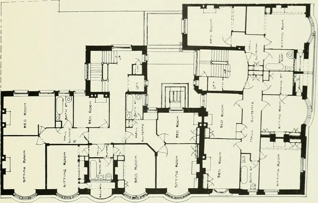 An illustration from Flats, urban houses and cottage homes; a companion volume to "The British home of to-day";, 1906, leaf 49