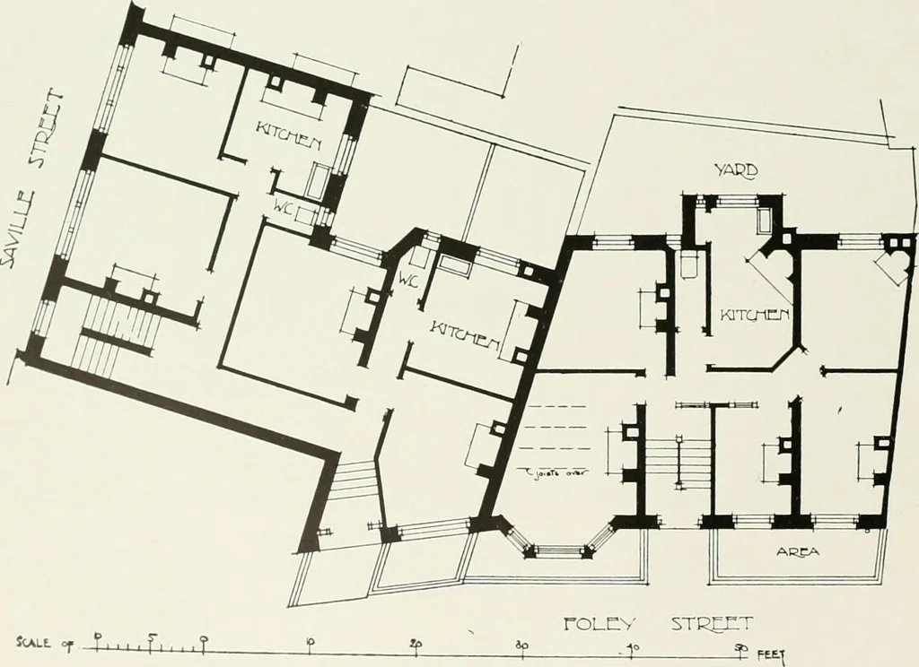 An illustration from Flats, urban houses and cottage homes; a companion volume to "The British home of to-day";, 1906, leaf 56