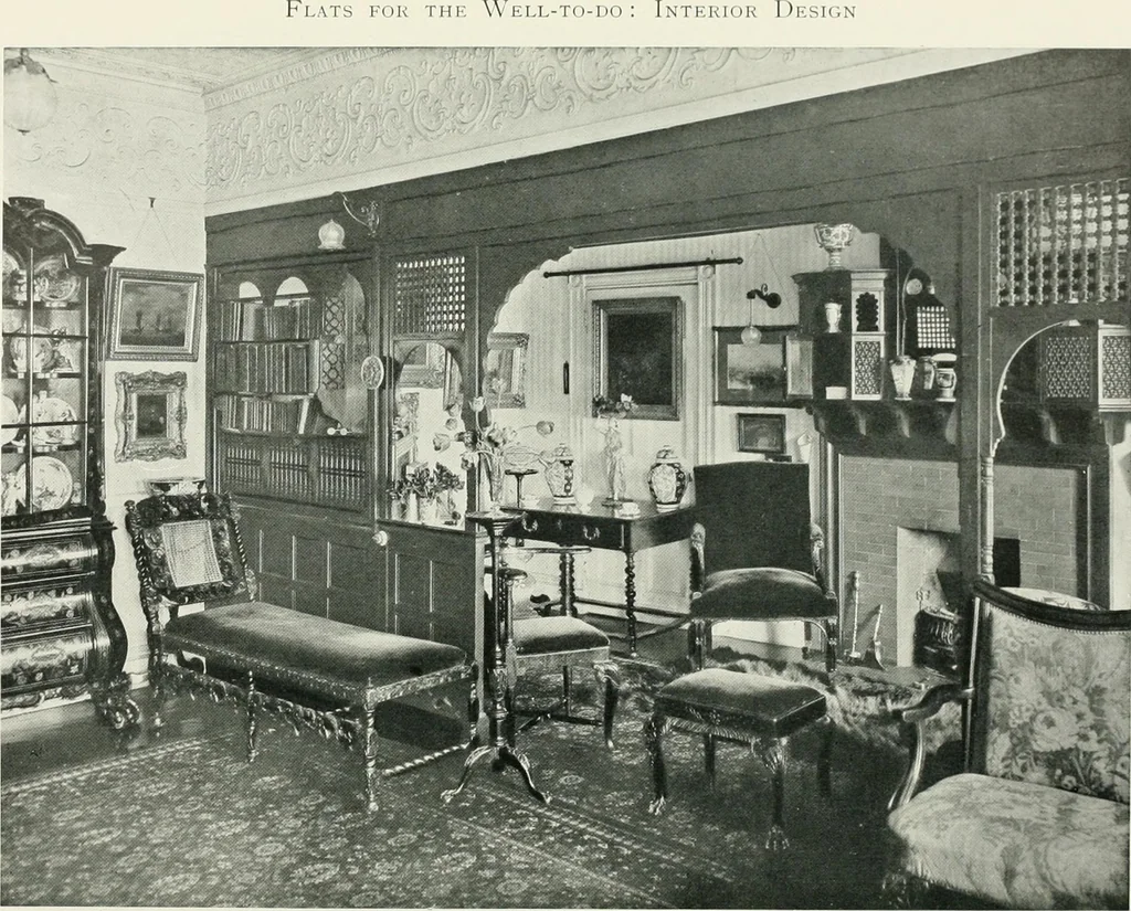 An illustration from Flats, urban houses and cottage homes; a companion volume to "The British home of to-day";, 1906, leaf 66