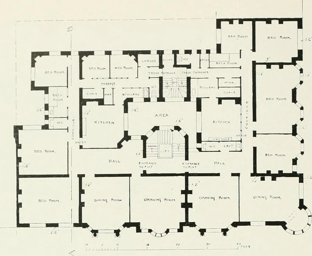 An illustration from Flats, urban houses and cottage homes; a companion volume to "The British home of to-day";, 1906, leaf 82