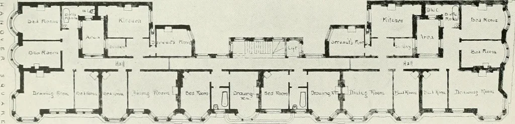 An illustration from Flats, urban houses and cottage homes; a companion volume to "The British home of to-day";, 1906, leaf 82