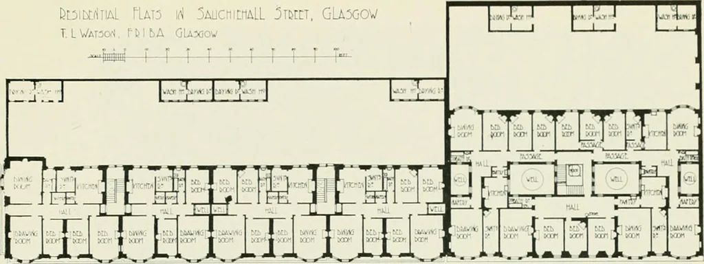 An illustration from Flats, urban houses and cottage homes; a companion volume to "The British home of to-day";, 1906, leaf 87