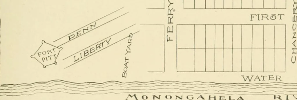 An illustration from "Flems" views of old Pittsburgh : a portfolio of the past precious with memories, 1905, leaf 10