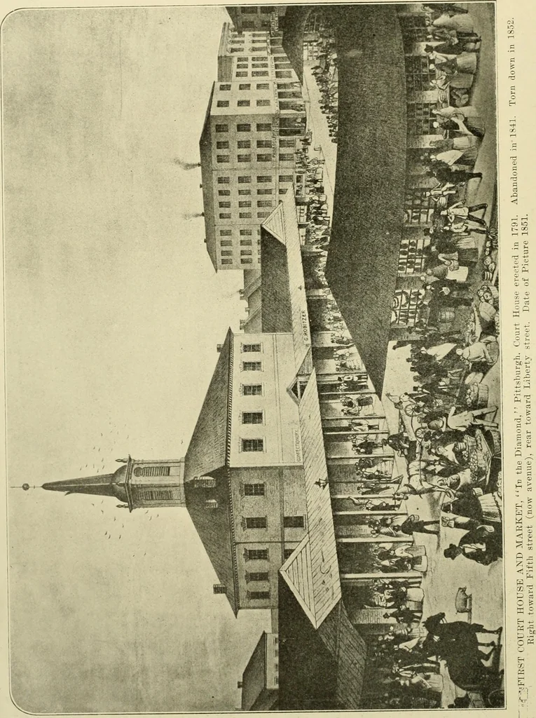 An illustration from "Flems" views of old Pittsburgh : a portfolio of the past precious with memories, 1905, leaf 17
