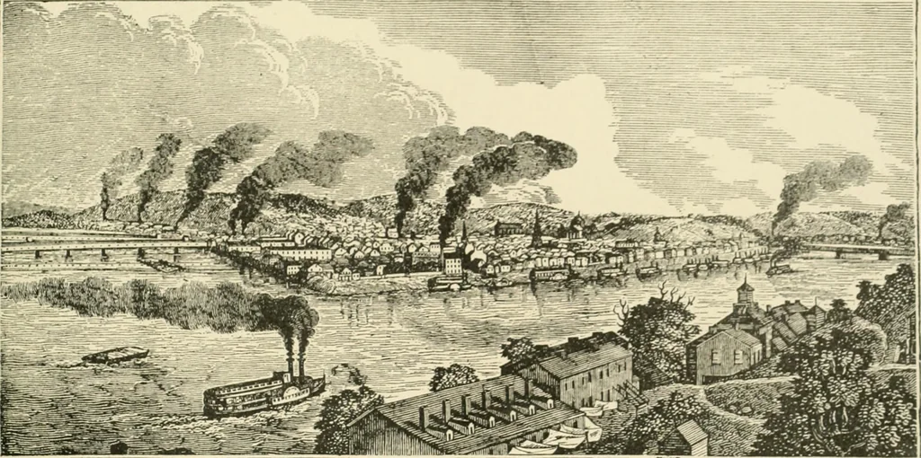 An illustration from "Flems" views of old Pittsburgh : a portfolio of the past precious with memories, 1905, leaf 18