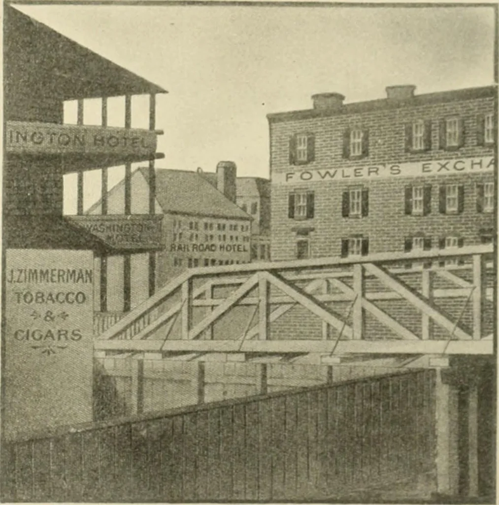 An illustration from "Flems" views of old Pittsburgh : a portfolio of the past precious with memories, 1905, leaf 24
