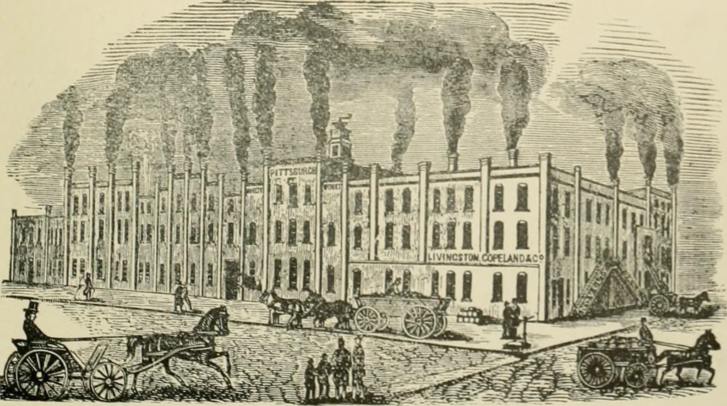 An illustration from "Flems" views of old Pittsburgh : a portfolio of the past precious with memories, 1905, leaf 36