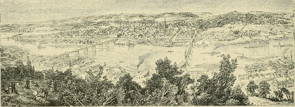 An illustration from "Flems" views of old Pittsburgh : a portfolio of the past precious with memories, 1905, leaf 37