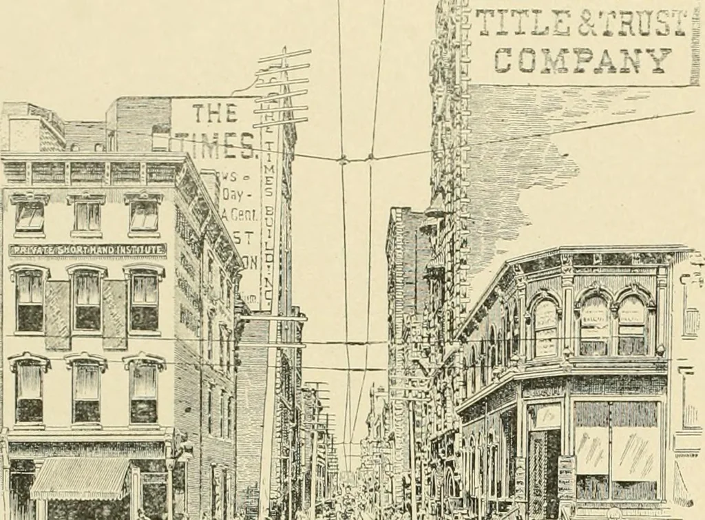 An illustration from "Flems" views of old Pittsburgh : a portfolio of the past precious with memories, 1905, leaf 45