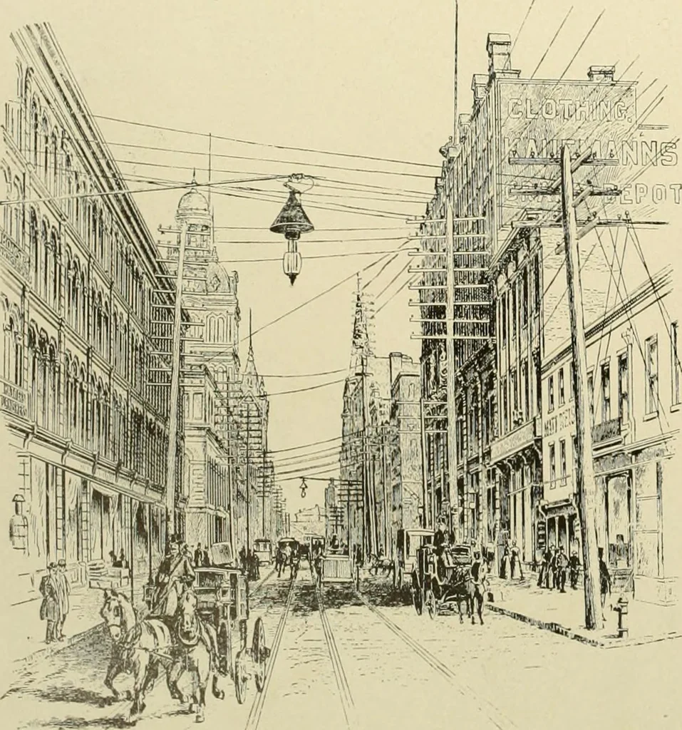 An illustration from "Flems" views of old Pittsburgh : a portfolio of the past precious with memories, 1905, leaf 45