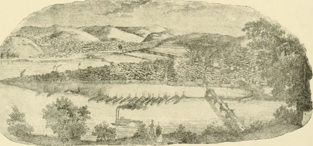 An illustration from "Flems" views of old Pittsburgh : a portfolio of the past precious with memories, 1905, leaf 6