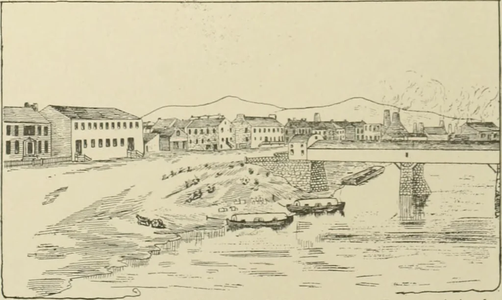 An illustration from "Flems" views of old Pittsburgh : a portfolio of the past precious with memories, 1905, leaf 60