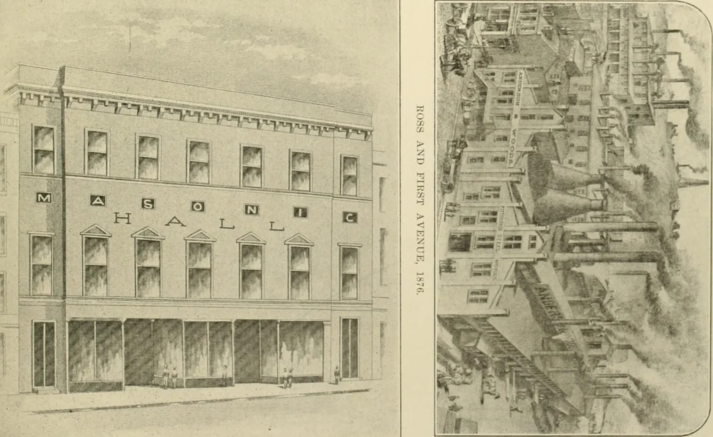 An illustration from "Flems" views of old Pittsburgh : a portfolio of the past precious with memories, 1905, leaf 84