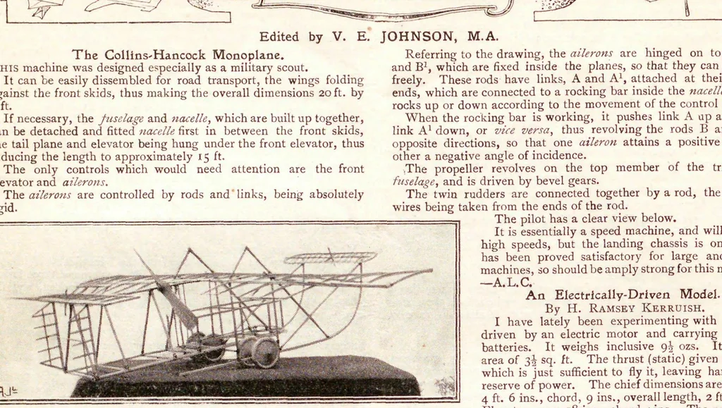 An illustration from Flight : a journal devoted to the interests, practice, and progress of aerial locomotion and transport, 1909, leaf 116