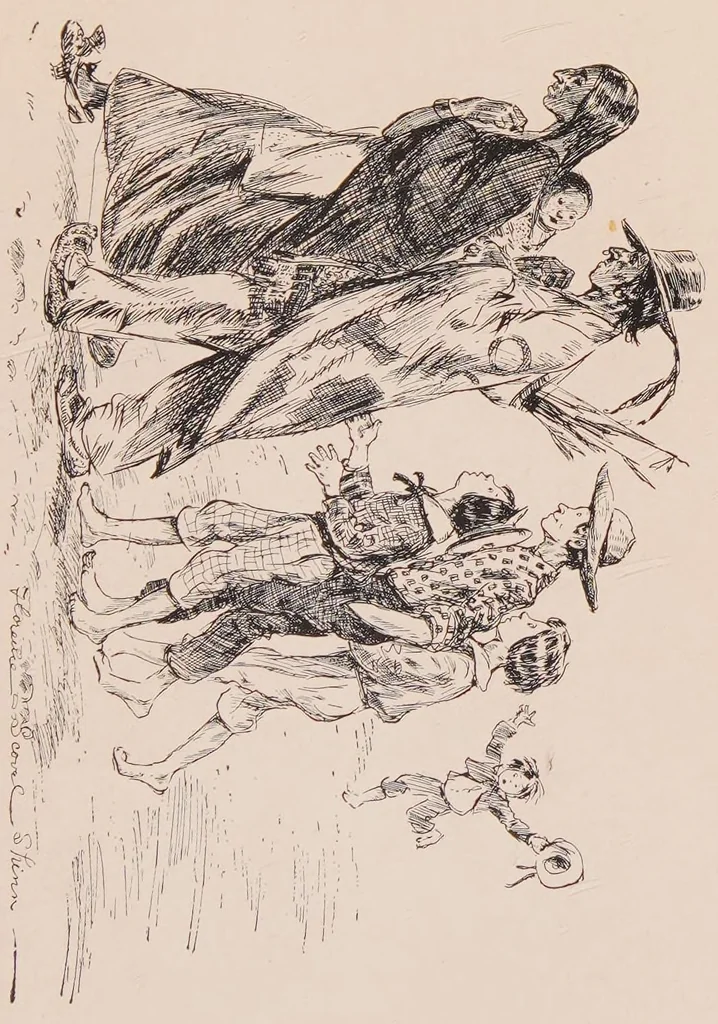 An illustration from The flight of Pony Baker : a boy's town story, 1902, leaf 109