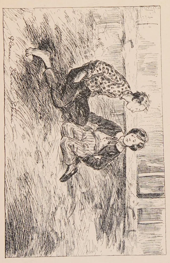 An illustration from The flight of Pony Baker : a boy's town story, 1902, leaf 231