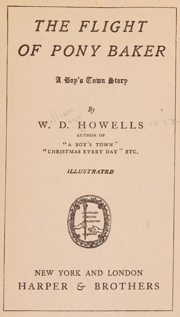 An illustration from The flight of Pony Baker : a boy's town story, 1902, leaf 9
