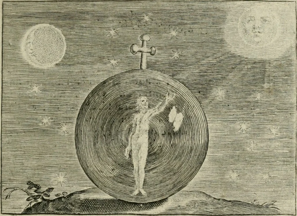 An illustration from Emblemata Florentii Schoonhovii I.C. Goudani, partim moralia partim etiam civilia : cum latiori eorundem ejusdem auctoris intepretatione : accedunt et alia quaedam poëmatia in alijs poëmatum suorum libris non contenta, 1648, leaf 18