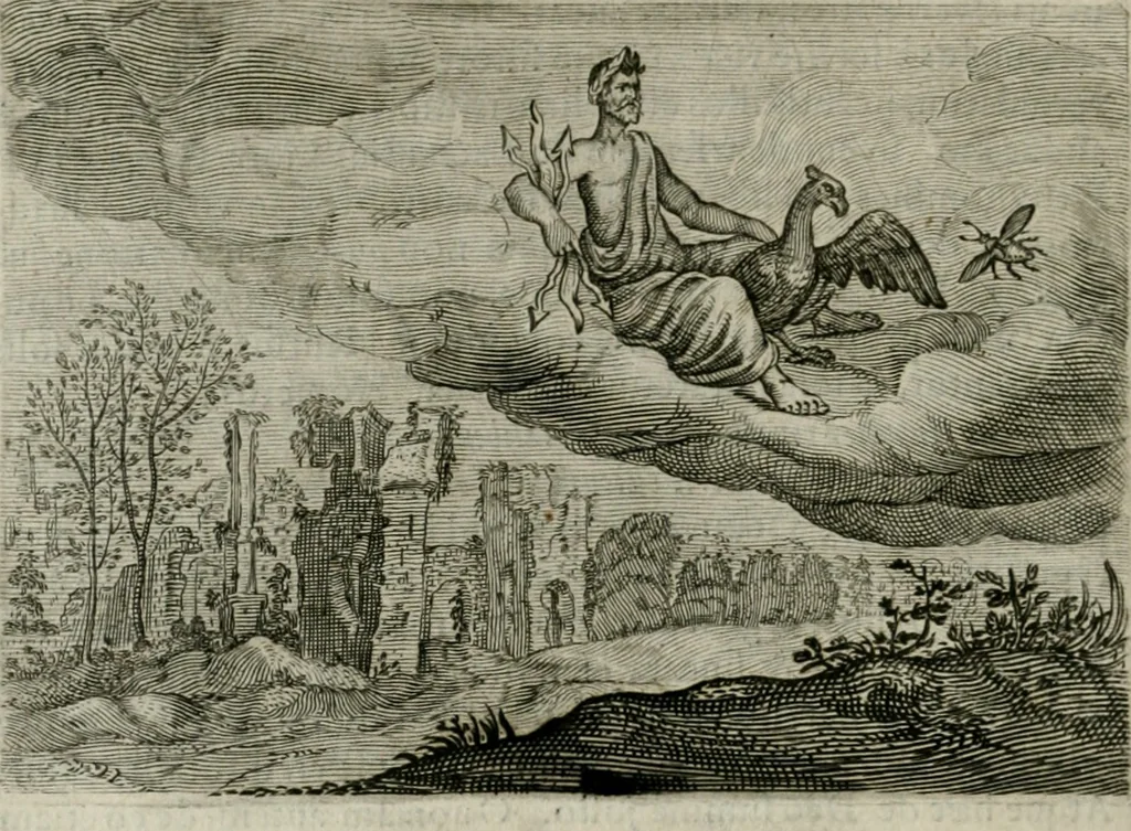 An illustration from Emblemata Florentii Schoonhovii I.C. Goudani, partim moralia partim etiam civilia : cum latiori eorundem ejusdem auctoris intepretatione : accedunt et alia quaedam poëmatia in alijs poëmatum suorum libris non contenta, 1648, leaf 183