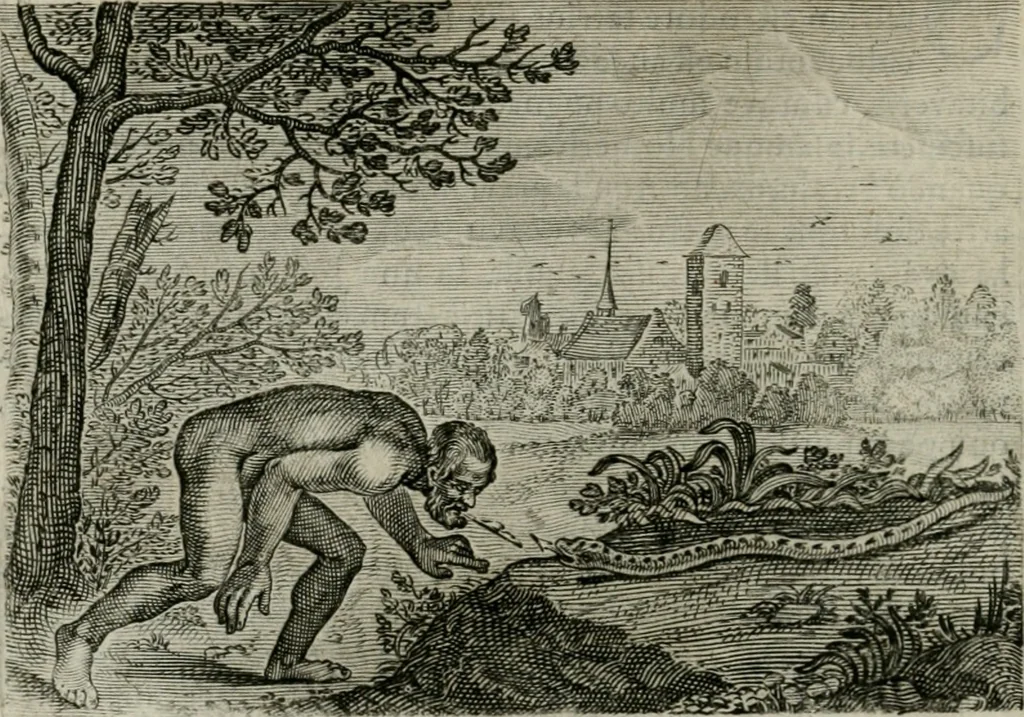 An illustration from Emblemata Florentii Schoonhovii I.C. Goudani, partim moralia partim etiam civilia : cum latiori eorundem ejusdem auctoris intepretatione : accedunt et alia quaedam poëmatia in alijs poëmatum suorum libris non contenta, 1648, leaf 185