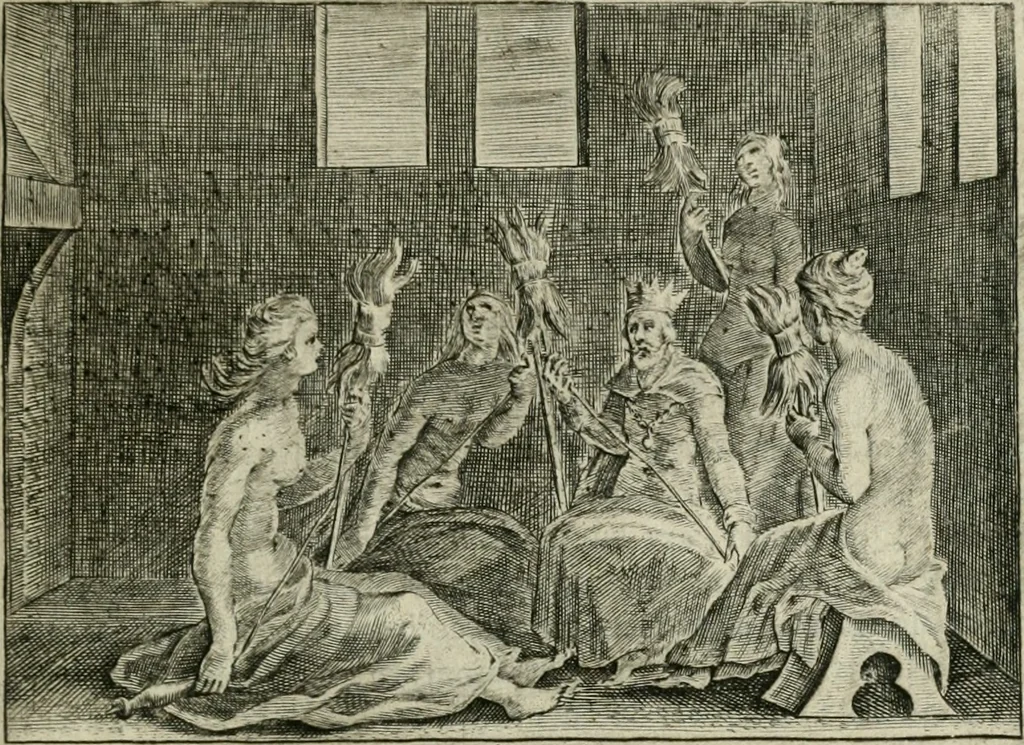 An illustration from Emblemata Florentii Schoonhovii I.C. Goudani, partim moralia partim etiam civilia : cum latiori eorundem ejusdem auctoris intepretatione : accedunt et alia quaedam poëmatia in alijs poëmatum suorum libris non contenta, 1648, leaf 42