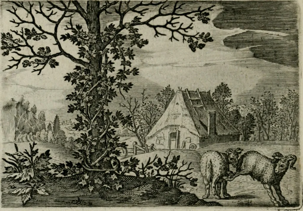 An illustration from Emblemata Florentii Schoonhovii I.C. Goudani, partim moralia partim etiam civilia : cum latiori eorundem ejusdem auctoris intepretatione : accedunt et alia quaedam poëmatia in alijs poëmatum suorum libris non contenta, 1648, leaf 59