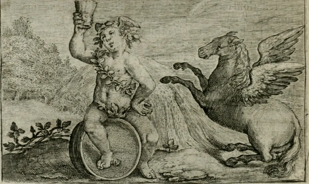 An illustration from Emblemata Florentii Schoonhovii I.C. Goudani, partim moralia partim etiam civilia : cum latiori eorundem ejusdem auctoris intepretatione : accedunt et alia quaedam poëmatia in alijs poëmatum suorum libris non contenta, 1648, leaf 71