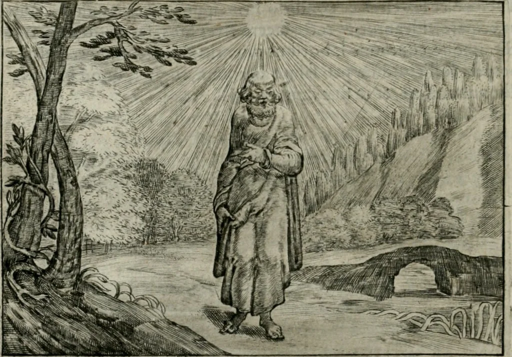 An illustration from Emblemata Florentii Schoonhovii I.C. Goudani, partim moralia partim etiam civilia : cum latiori eorundem ejusdem auctoris intepretatione : accedunt et alia quaedam poëmatia in alijs poëmatum suorum libris non contenta, 1648, leaf 87