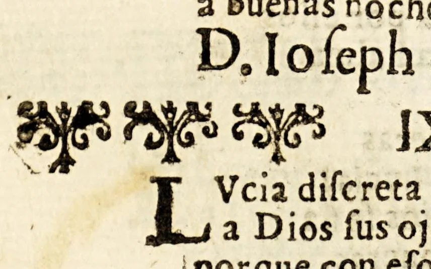 An illustration from Floresta Latina, culta en honra, y alabança de dos bellissimas plantas, y santissimas virgenes, Lucia, y Petronila. Por vnos aficionados suyos. Dedicada à D Carlos Colon Pacheco de Cordoua, y Bocanegra, Marques de Villamayor, y adelantado de la Nueua Galizia, señor de Fos, y el mayorazgo, 1623, leaf 86