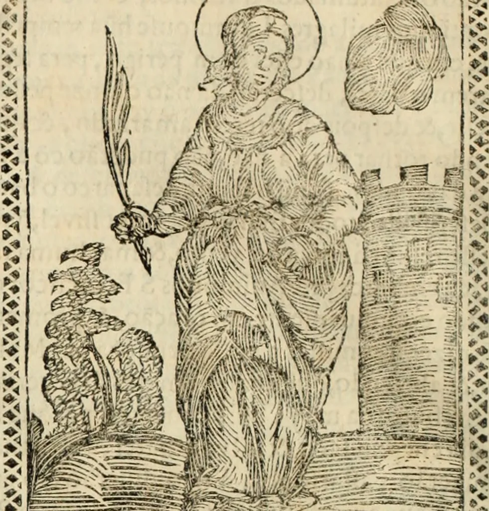 An illustration from Flos sanctorum : historia das vidas de Christo S.N. e de sua Santissima MÃ£y, vidas dos santos e suas festas repartidas pellos doze mezes : com sermoáº½s, & praticas que servem para muytas festas do anno, 1681, leaf 103