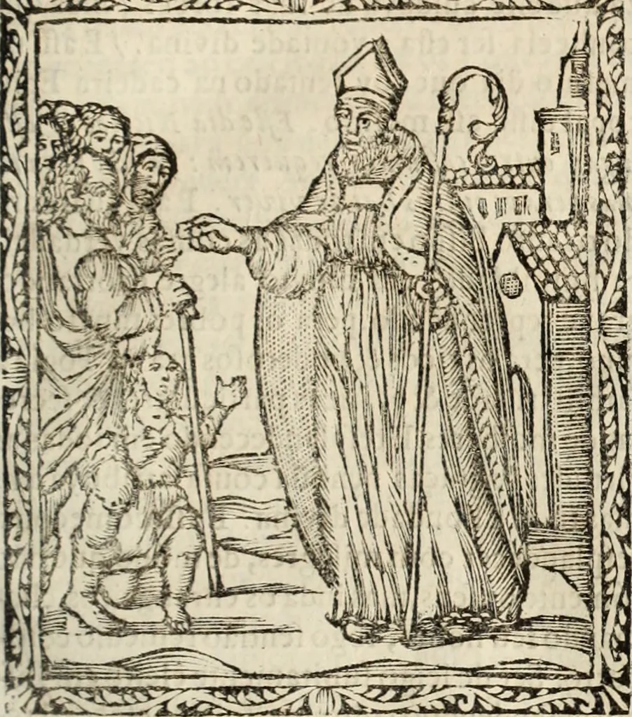 An illustration from Flos sanctorum : historia das vidas de Christo S.N. e de sua Santissima MÃ£y, vidas dos santos e suas festas repartidas pellos doze mezes : com sermoáº½s, & praticas que servem para muytas festas do anno, 1681, leaf 110