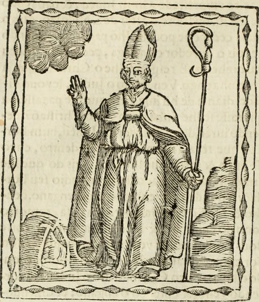An illustration from Flos sanctorum : historia das vidas de Christo S.N. e de sua Santissima MÃ£y, vidas dos santos e suas festas repartidas pellos doze mezes : com sermoáº½s, & praticas que servem para muytas festas do anno, 1681, leaf 115