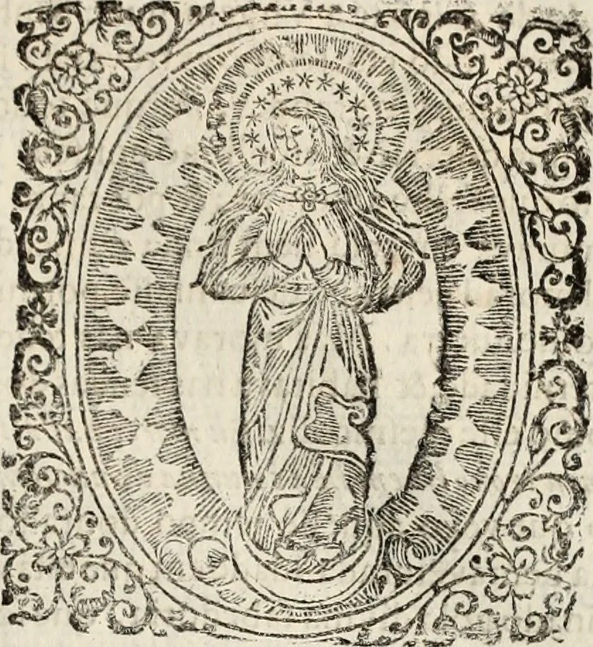 An illustration from Flos sanctorum : historia das vidas de Christo S.N. e de sua Santissima MÃ£y, vidas dos santos e suas festas repartidas pellos doze mezes : com sermoáº½s, & praticas que servem para muytas festas do anno, 1681, leaf 120