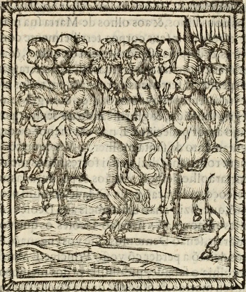 An illustration from Flos sanctorum : historia das vidas de Christo S.N. e de sua Santissima MÃ£y, vidas dos santos e suas festas repartidas pellos doze mezes : com sermoáº½s, & praticas que servem para muytas festas do anno, 1681, leaf 216