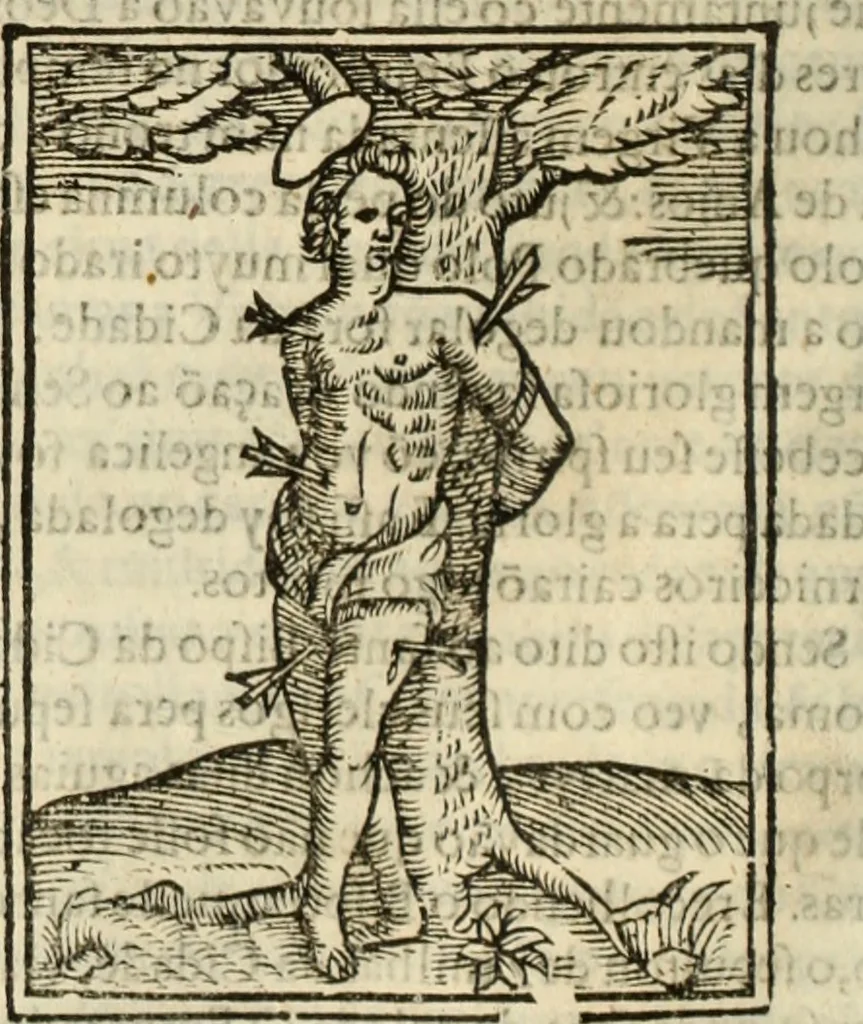 An illustration from Flos sanctorum : historia das vidas de Christo S.N. e de sua Santissima MÃ£y, vidas dos santos e suas festas repartidas pellos doze mezes : com sermoáº½s, & praticas que servem para muytas festas do anno, 1681, leaf 217